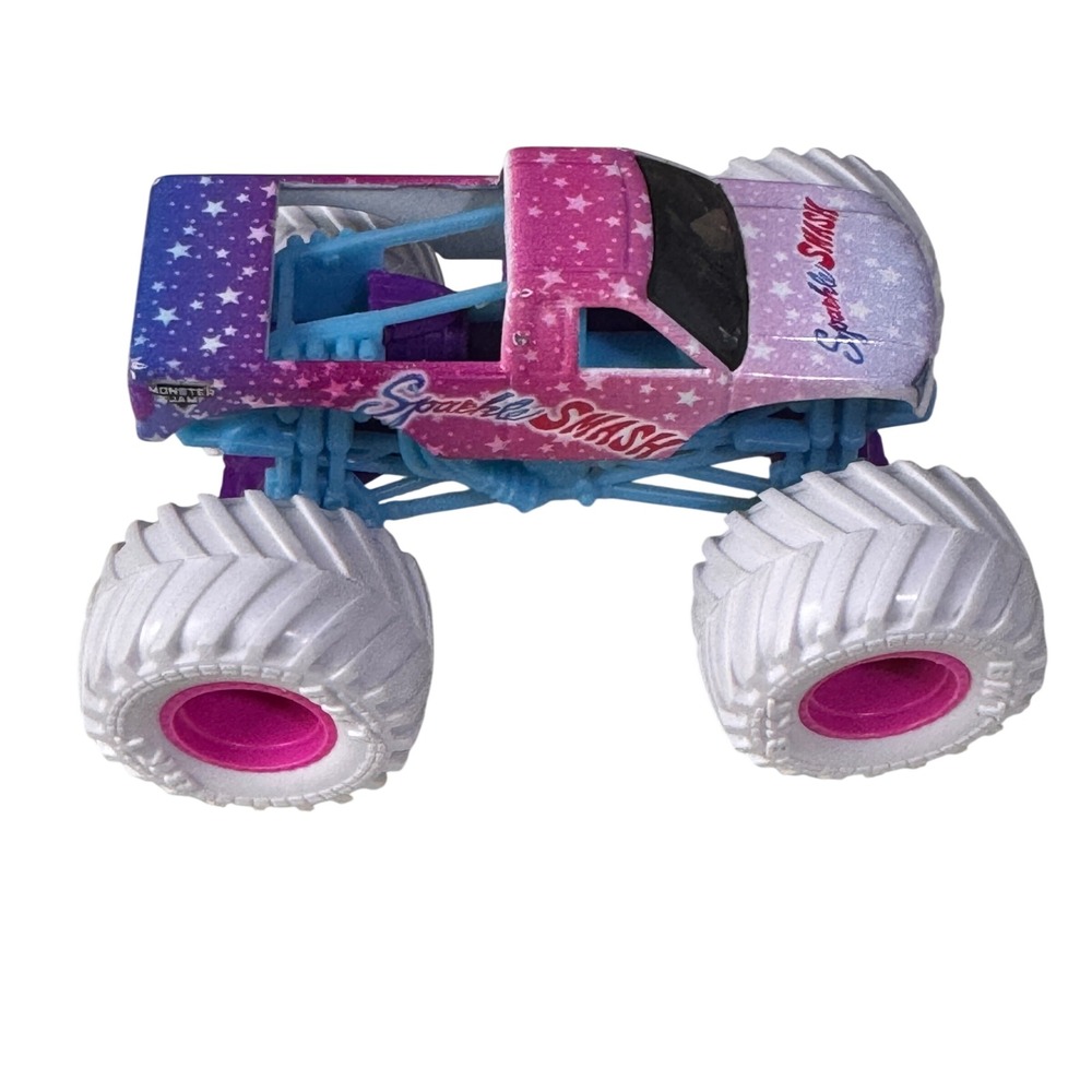 Monster Jam Sparkle Smash 1:64 Scale Diecast Monster Truck Pink Purple Stars